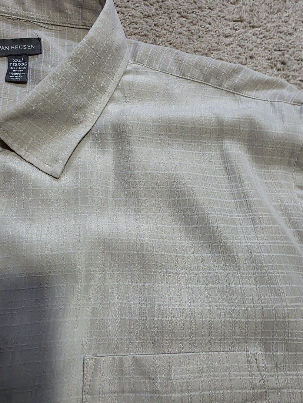 🌅 Van Heusen Men's Short Sleeve Button-Down Shirt – XXL, CreamAvena Color